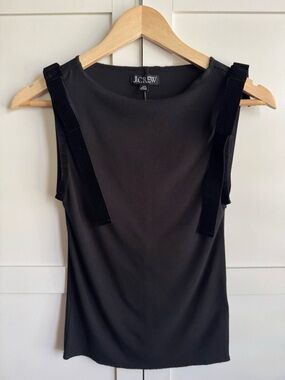 J. Crew Refined Rib Shell with Velvet Bows in Black Size XXS